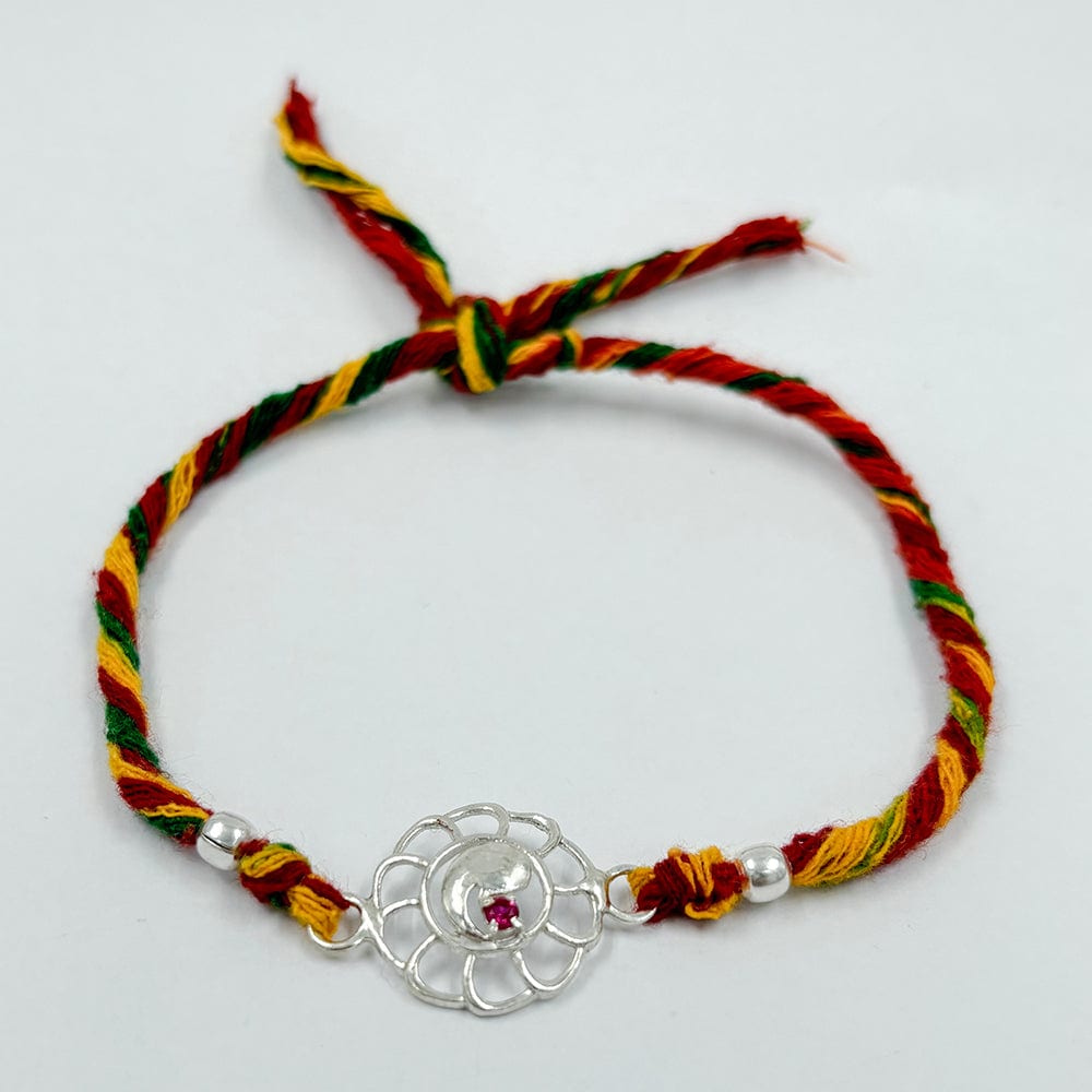 Pure 92.5 Silver Flower Rakhi