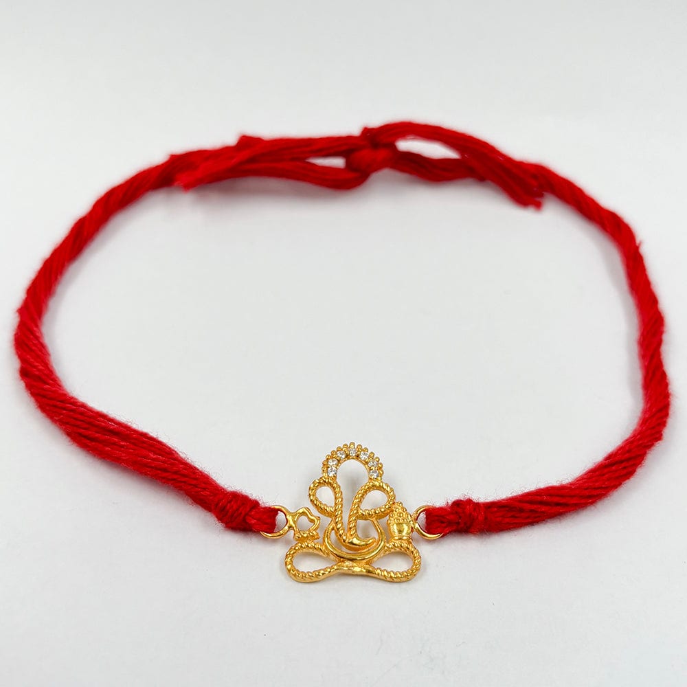 Pure 92.5 Silver Gold Plated Ganesha Rakhi