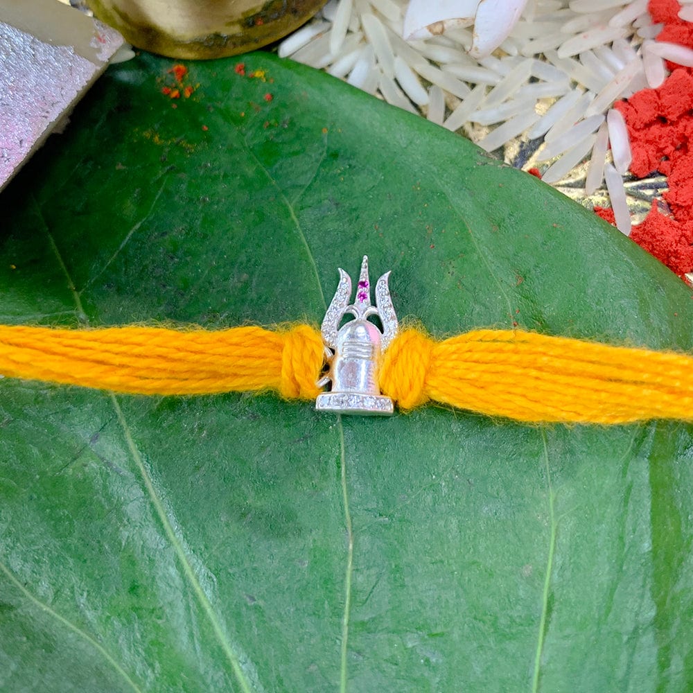 Pure 92.5 Silver Shivling Trishul Rakhi