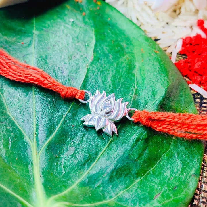 Pure Sterling Silver Lotus Rakhi