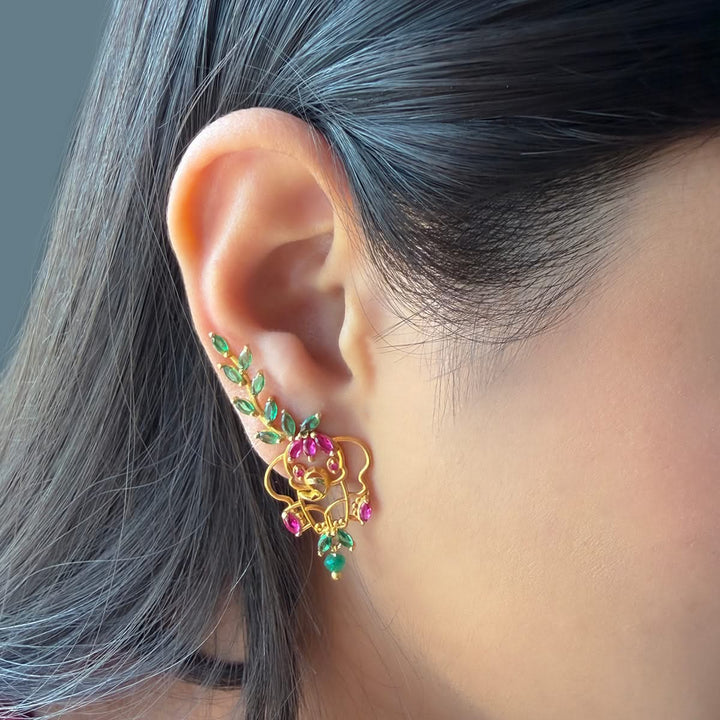 925 Pure Silver Elephant Leaf Ear Cuff Earring
