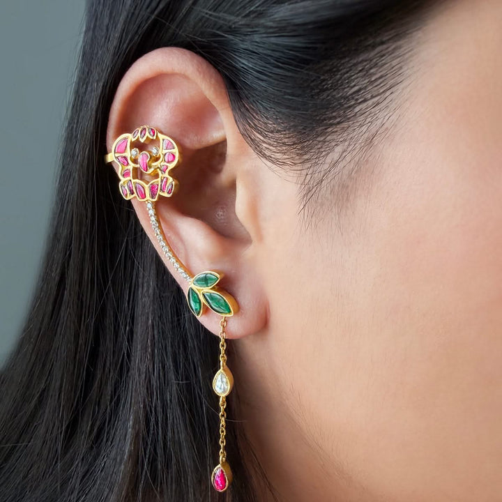 925 Pure Silver Elephant Vine Ear Cuff Earring