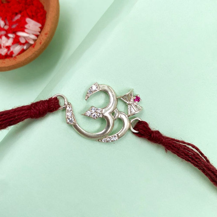 Pure 92.5 Silver Hindu Om Rakhi