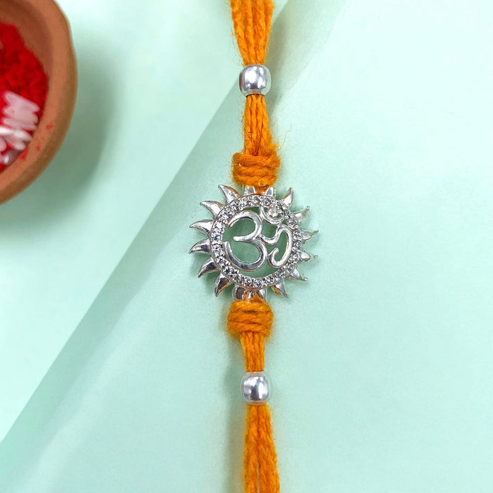 Pure 92.5 Traditional Om Silver Rakhi