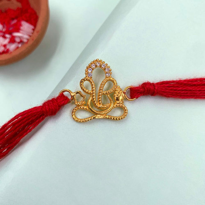 Pure 92.5 Silver Gold Plated Ganesha Rakhi