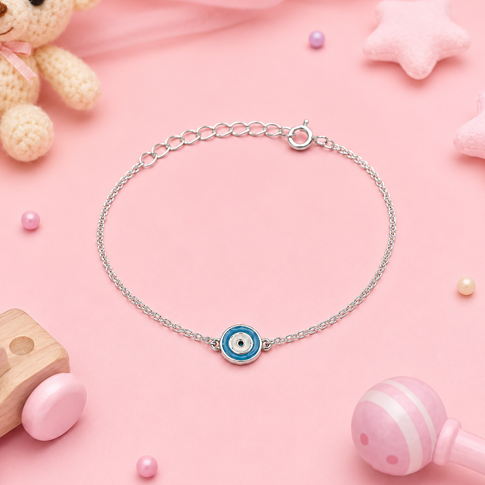 925 Silver Kids Evil Eye Enamel Bracelet