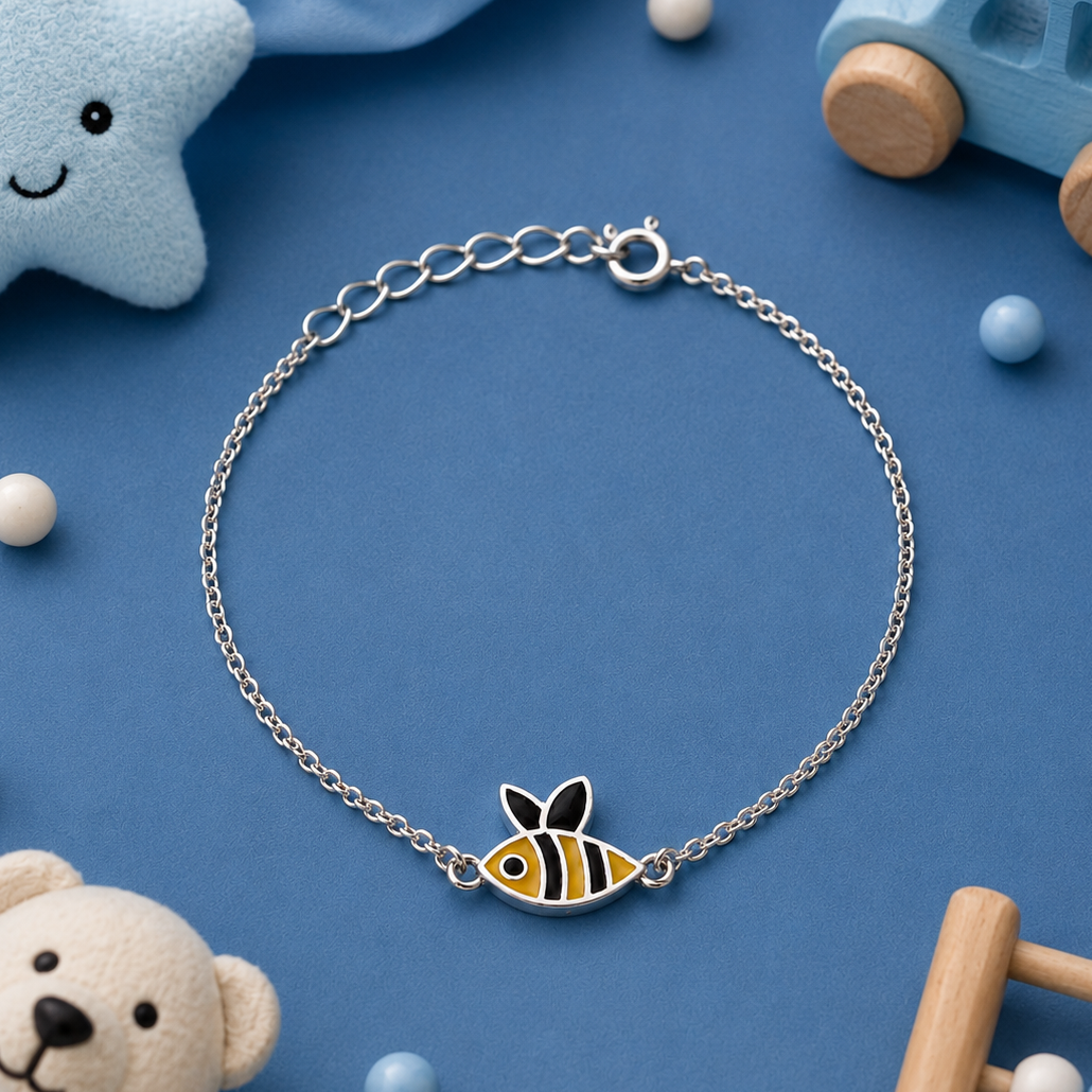 925 Silver Kids Bee Enamel Bracelet