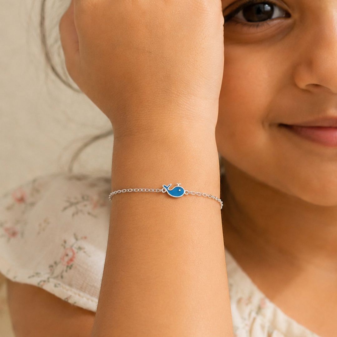925 Silver Kids Dolphin Enamel Bracelet