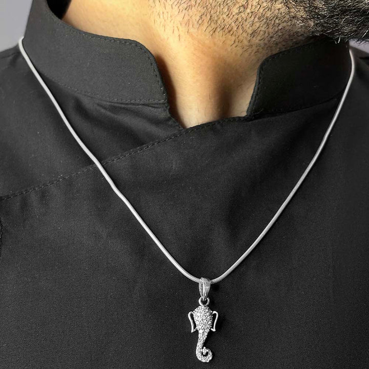 Sterling Silver Ganpati Bappa Pendant and Chain