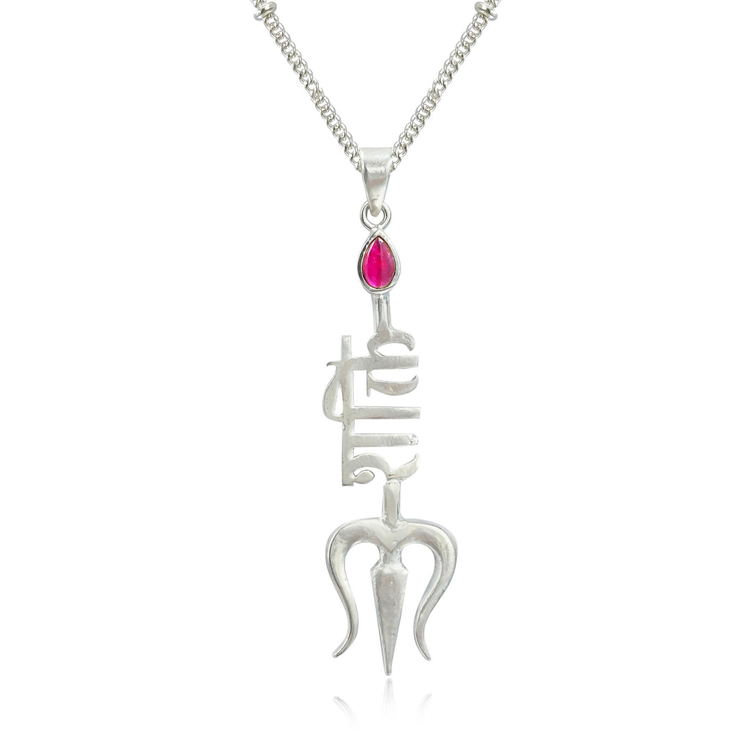 Silver Shakti Trishul necklace