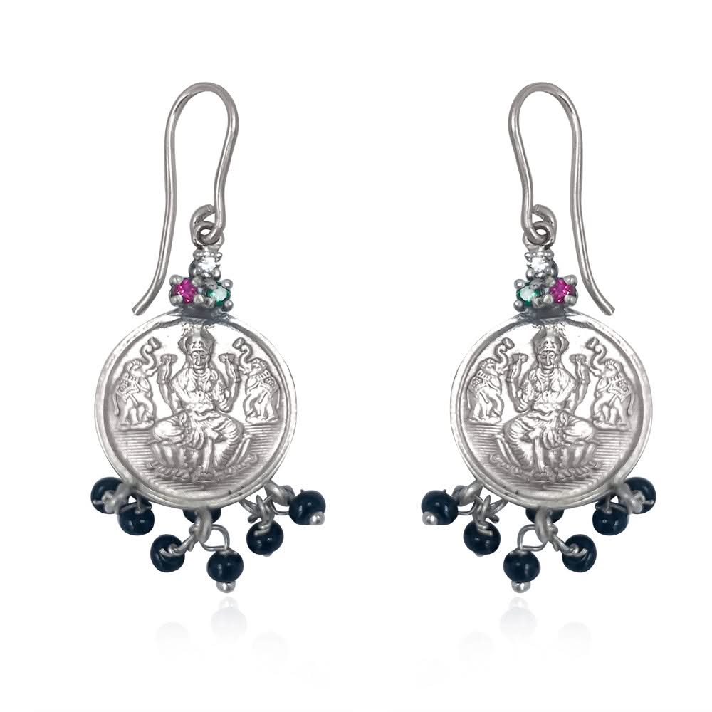 Silver kuber coin lakshmi earring