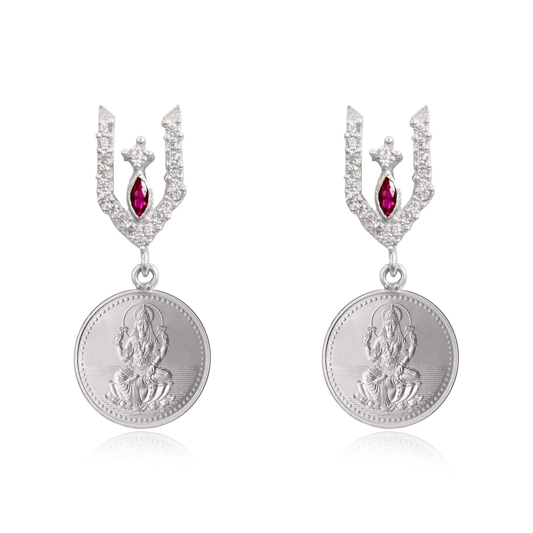 Vishnu Tilak 92.5 Sterling Silver Coin Earrings