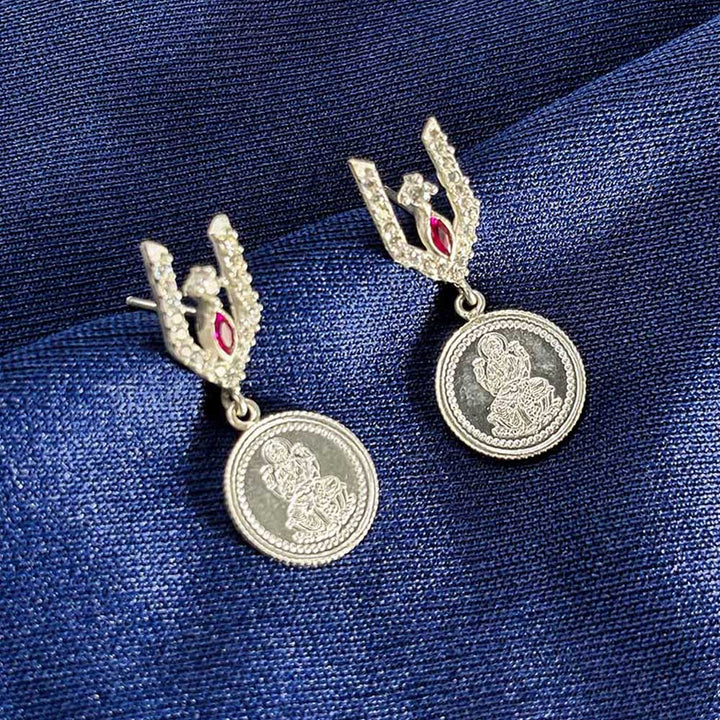 Vishnu Tilak 92.5 Sterling Silver Coin Earrings