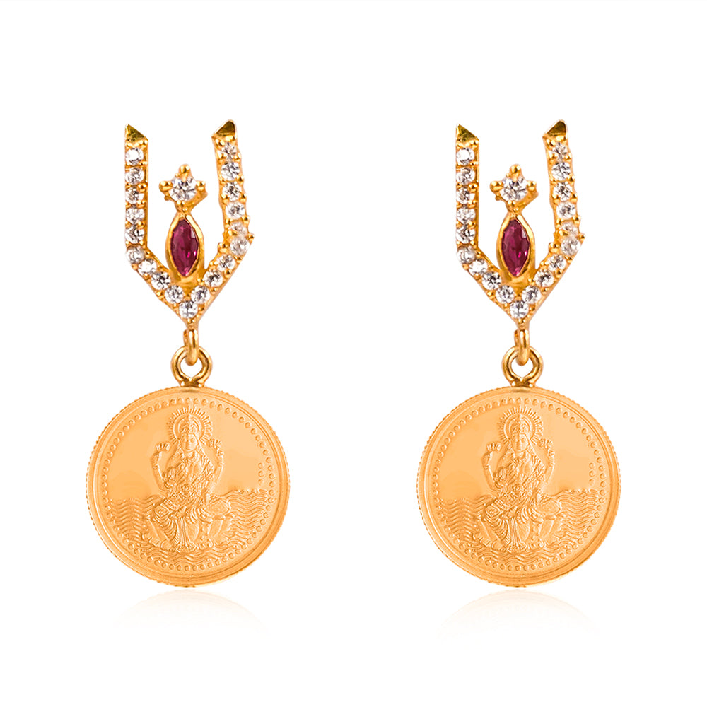 Vishnu Tilak 92.5 Sterling Silver Coin Earrings