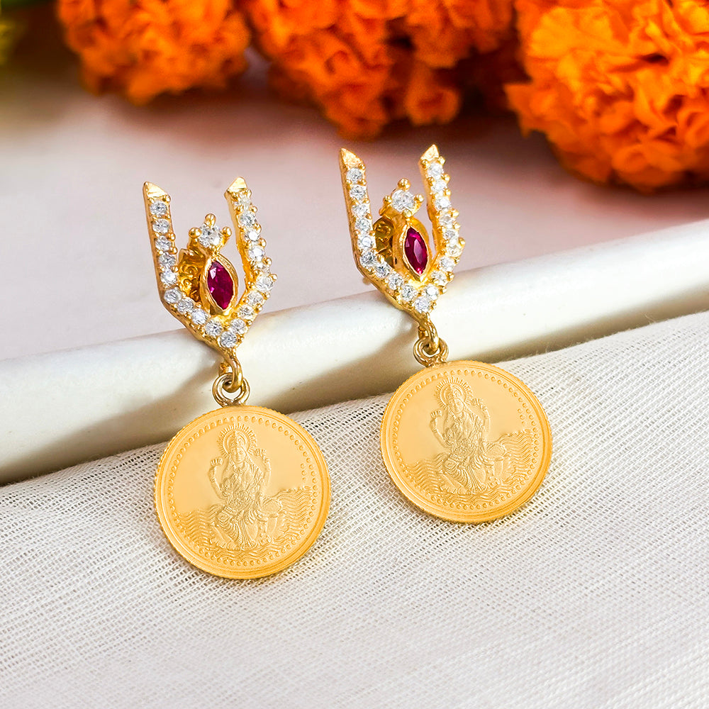 Vishnu Tilak 92.5 Sterling Silver Coin Earrings