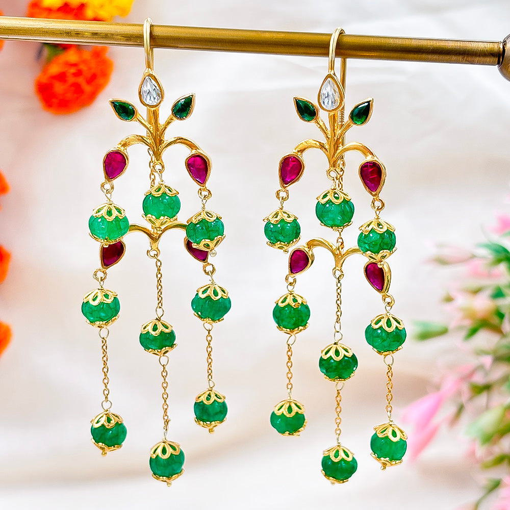 Silver Gulmohar Sui Dhaga Earrings