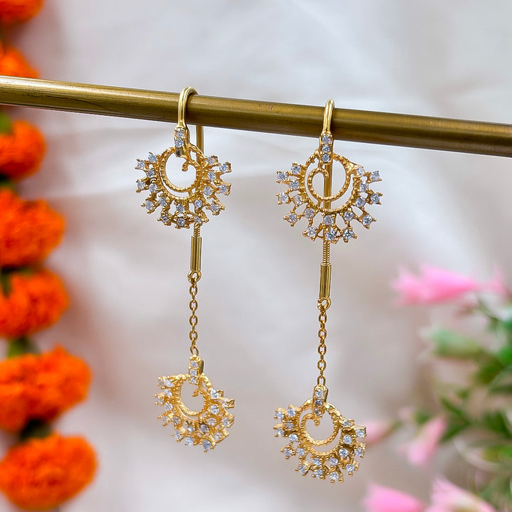 Silver Sparkling Zircon sui dhaga earring