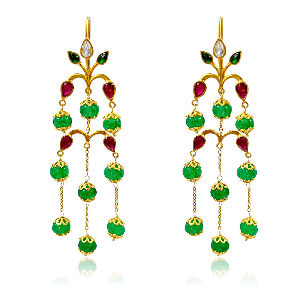 Silver Gulmohar Sui Dhaga Earrings