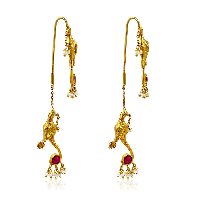 Silver Parrot Design Sui Dhaga Earrings