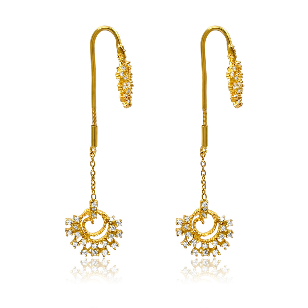 Silver Sparkling Zircon sui dhaga earring