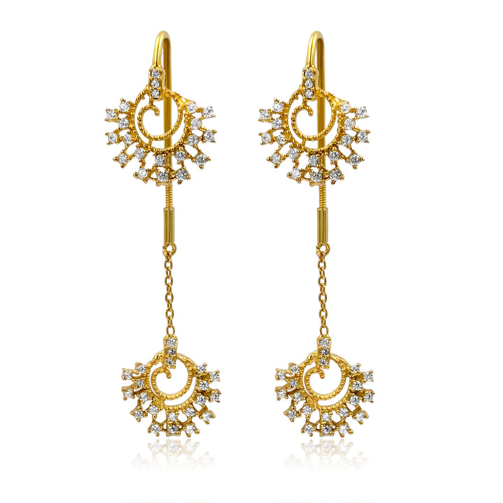 Silver Sparkling Zircon sui dhaga earring