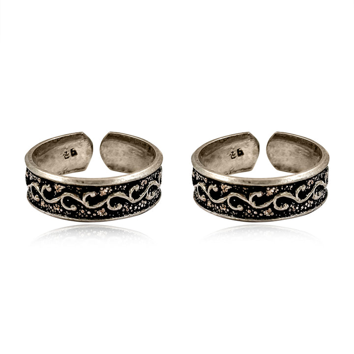 Silver Floral Charm Toe Rings