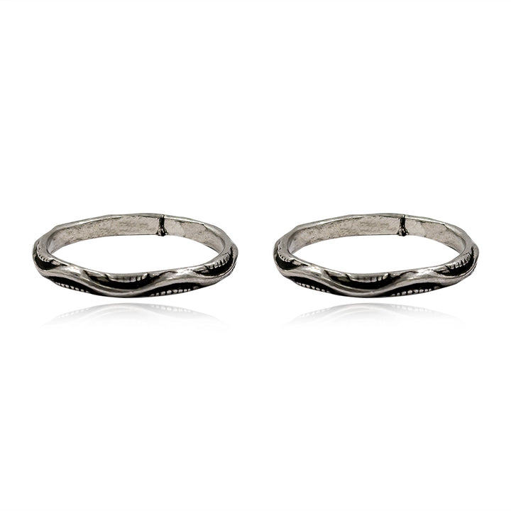 Silver Wave Pattern Toe Rings