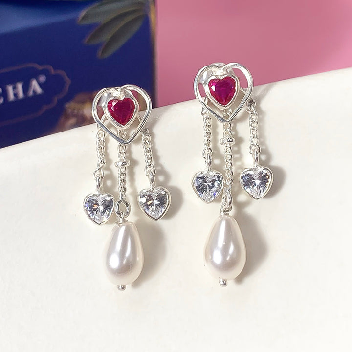 Silver Valentine's Day Heart Earrings