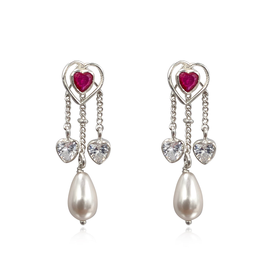 Silver Valentine's Day Heart Earrings