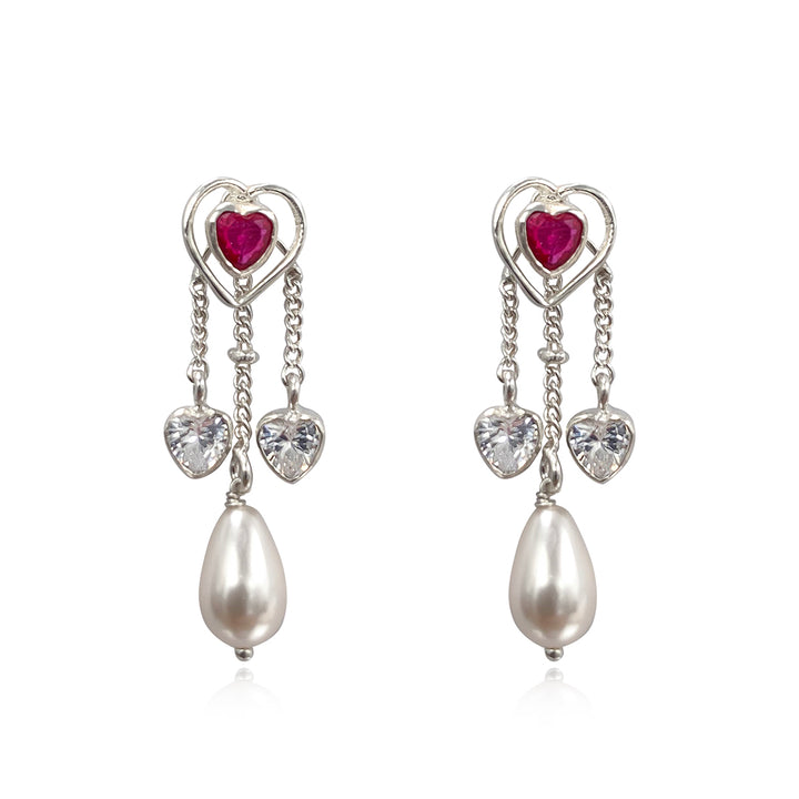 Silver Valentine's Day Heart Earrings