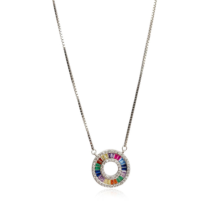 92.5 Sterling Silver Forever Love Hoop Necklace