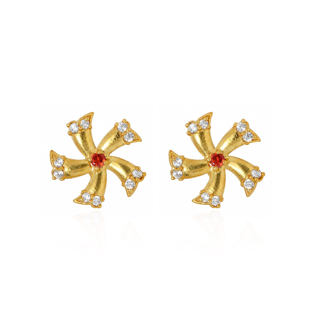 Silver 925 Shiuli Flower Stud Earrings