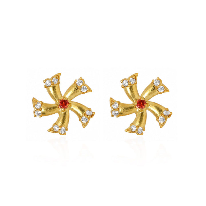 Silver 925 Shiuli Flower Stud Earrings