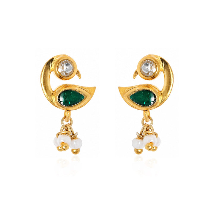Silver 925 Mayura Emerald Pearl Earrings