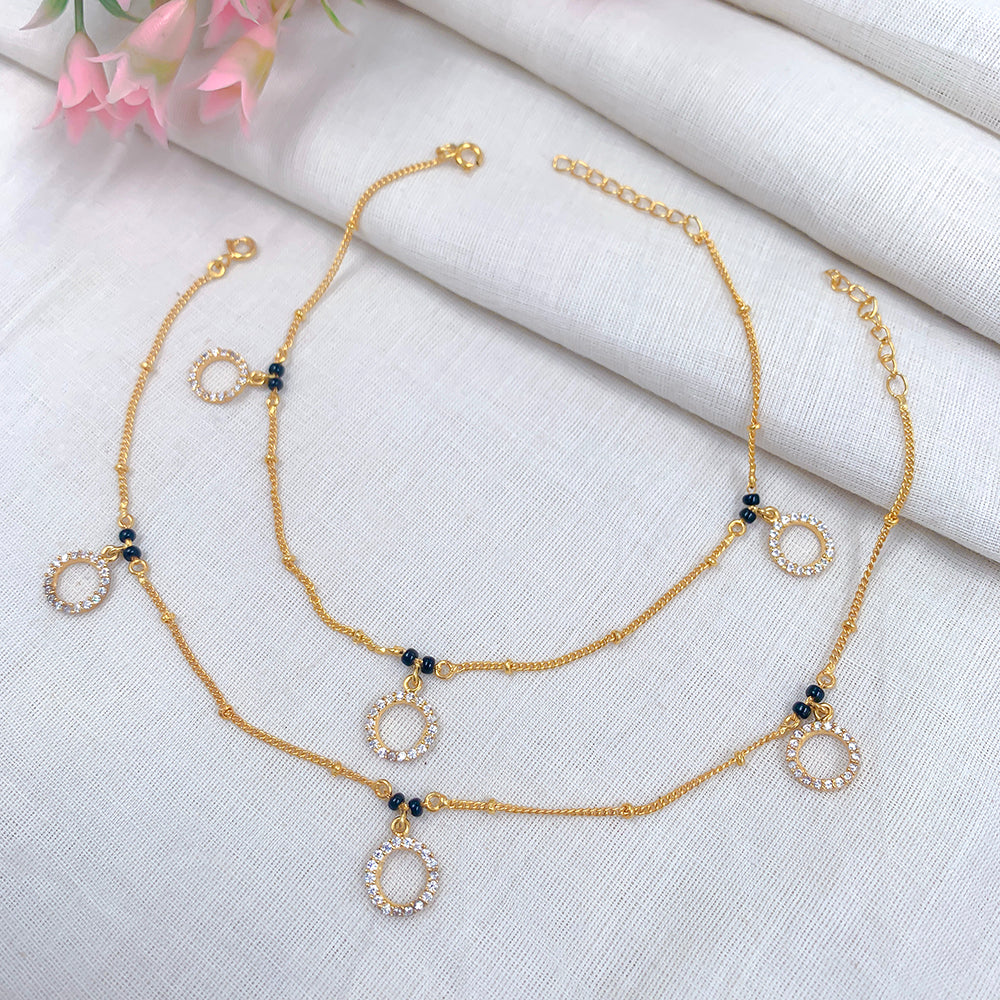 92.5 Sterling Silver round zircon anklet