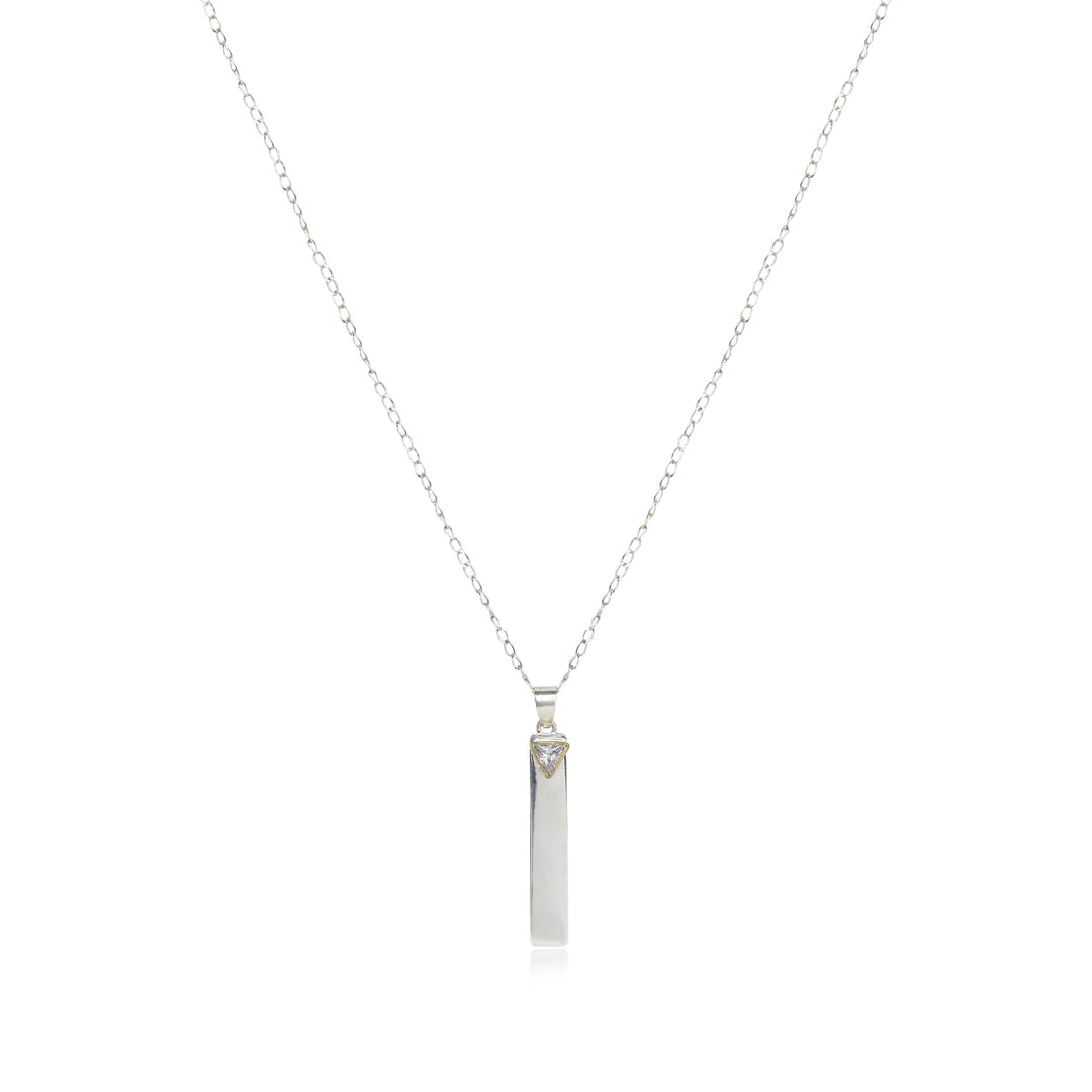 Silver 92.5 Trigonic Tag Necklace