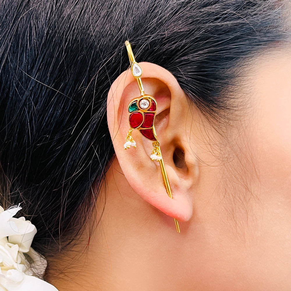 Mithu Silver 24k Gold Plated Needle Earcuff