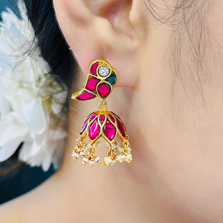 Mithu Silver 24k Gold Plated Jhumki Earrings