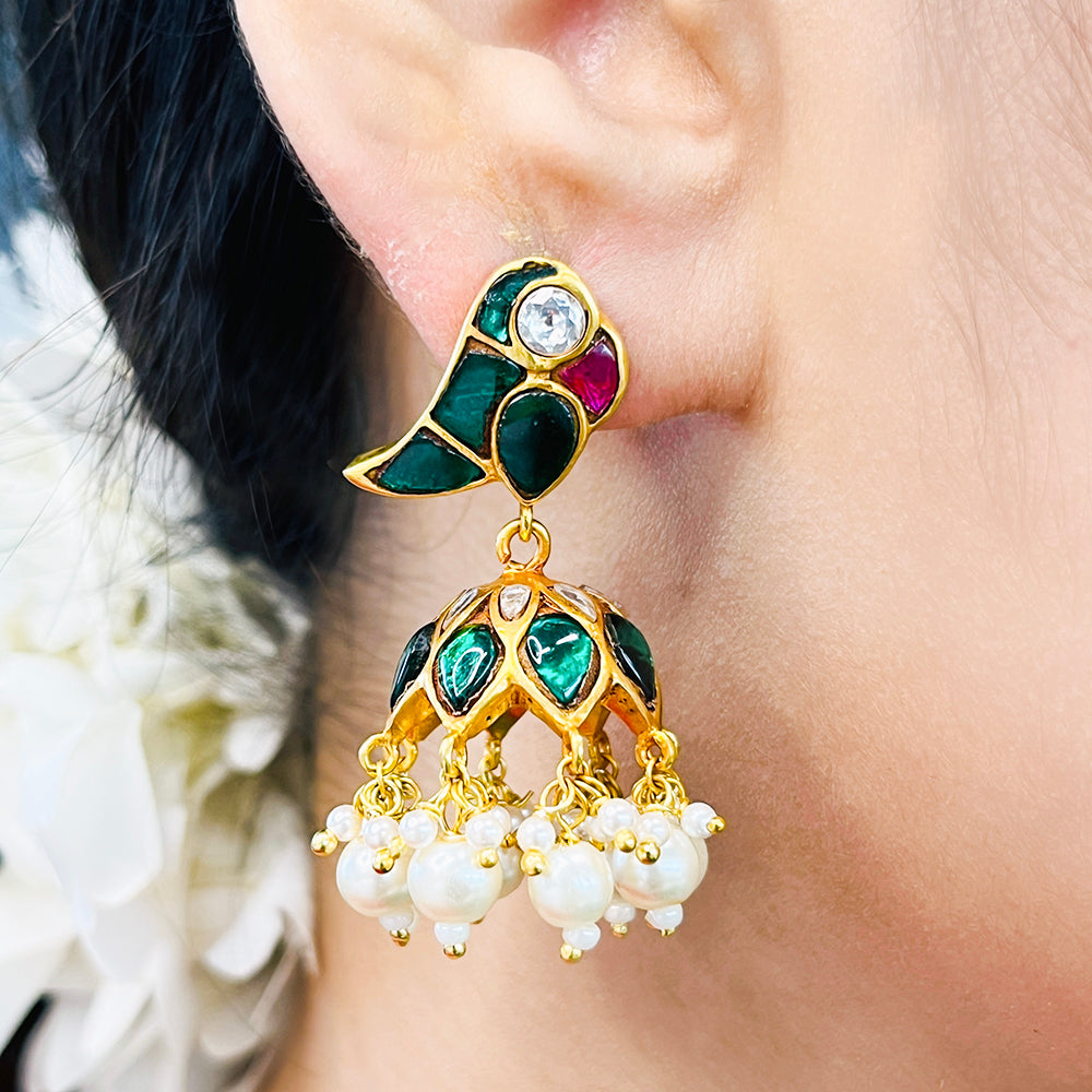 Mithu Silver 24k Gold Plated Jhumki Earrings