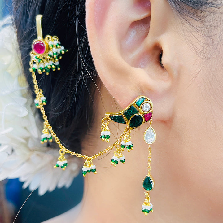 Mithu Dual Charm Silver 24k Gold Plated Earrings