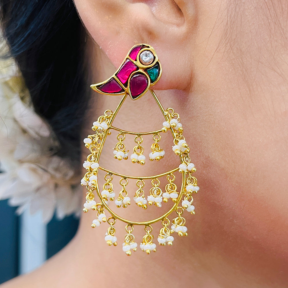 Mithu Dancing Pearl Silver 24k Gold Plated Earrings