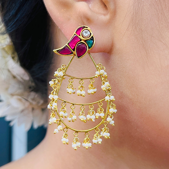 Mithu Dancing Pearl Silver 24k Gold Plated Earrings