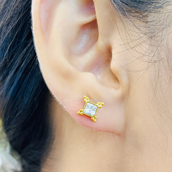 Mithu Silver 24k Gold Plated Stud Earrings