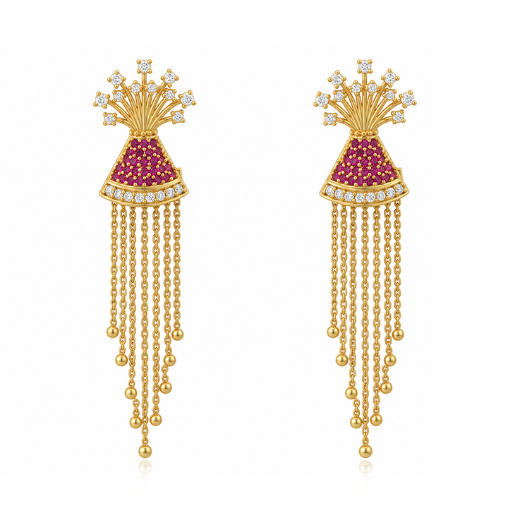925 Silver Patakha Anar Drop Earrings