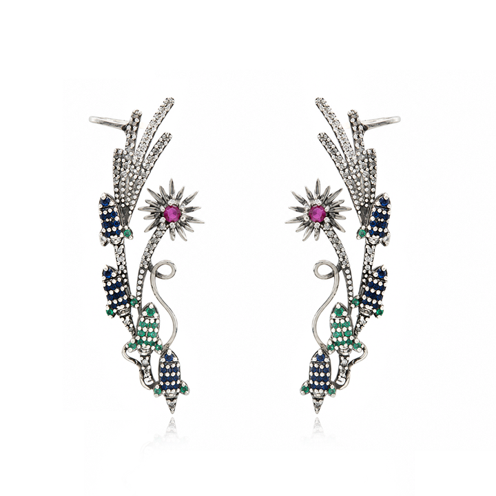 925 Silver Patakha Firecracker Rocket Earcuff