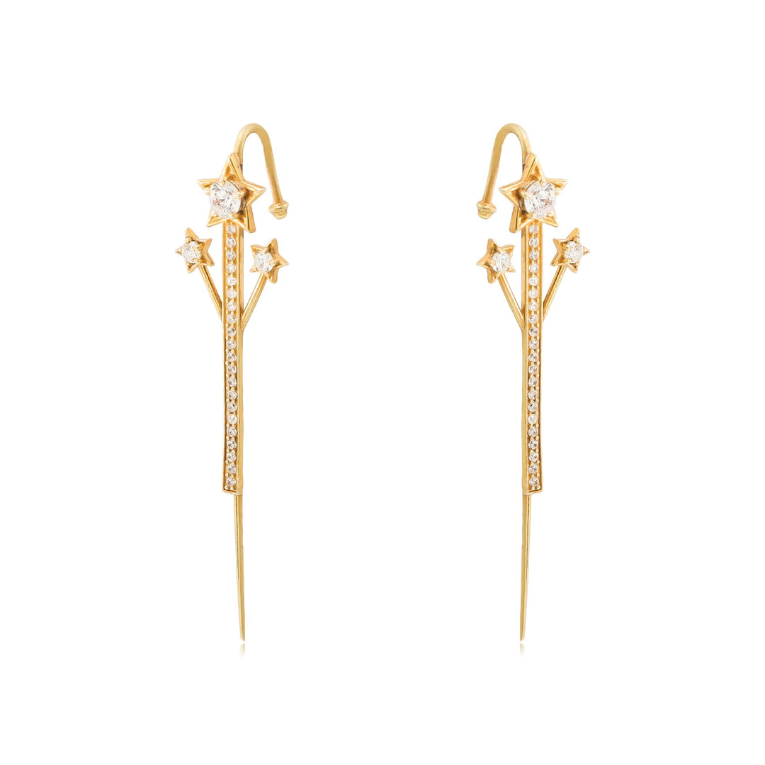 925 Silver Patakha Phooljhadi Needle Ear Cuffs
