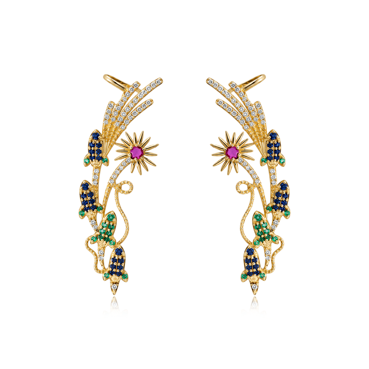 925 Silver Patakha Firecracker Rocket Earcuff