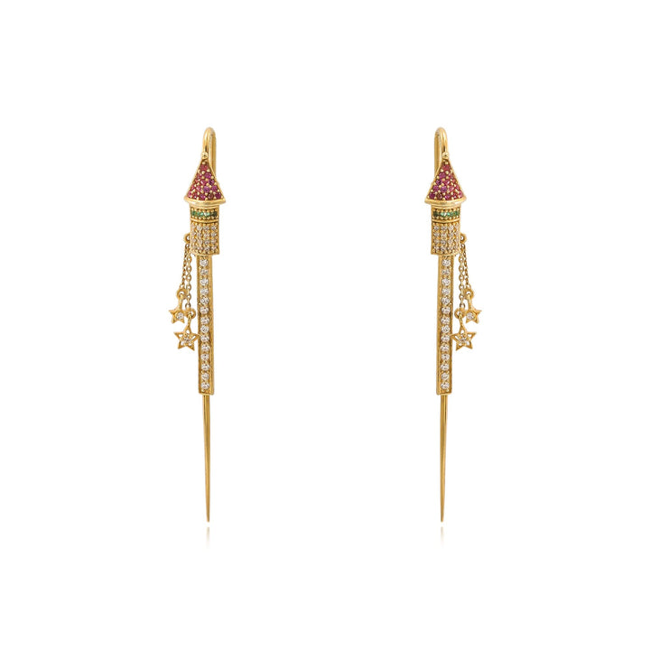 925 Silver Patakha Rocket Needle Ear Cuff Earrings
