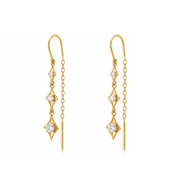 925 Silver Patakha Star Sui Dhaga Earrings