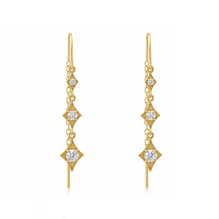 925 Silver Patakha Star Sui Dhaga Earrings
